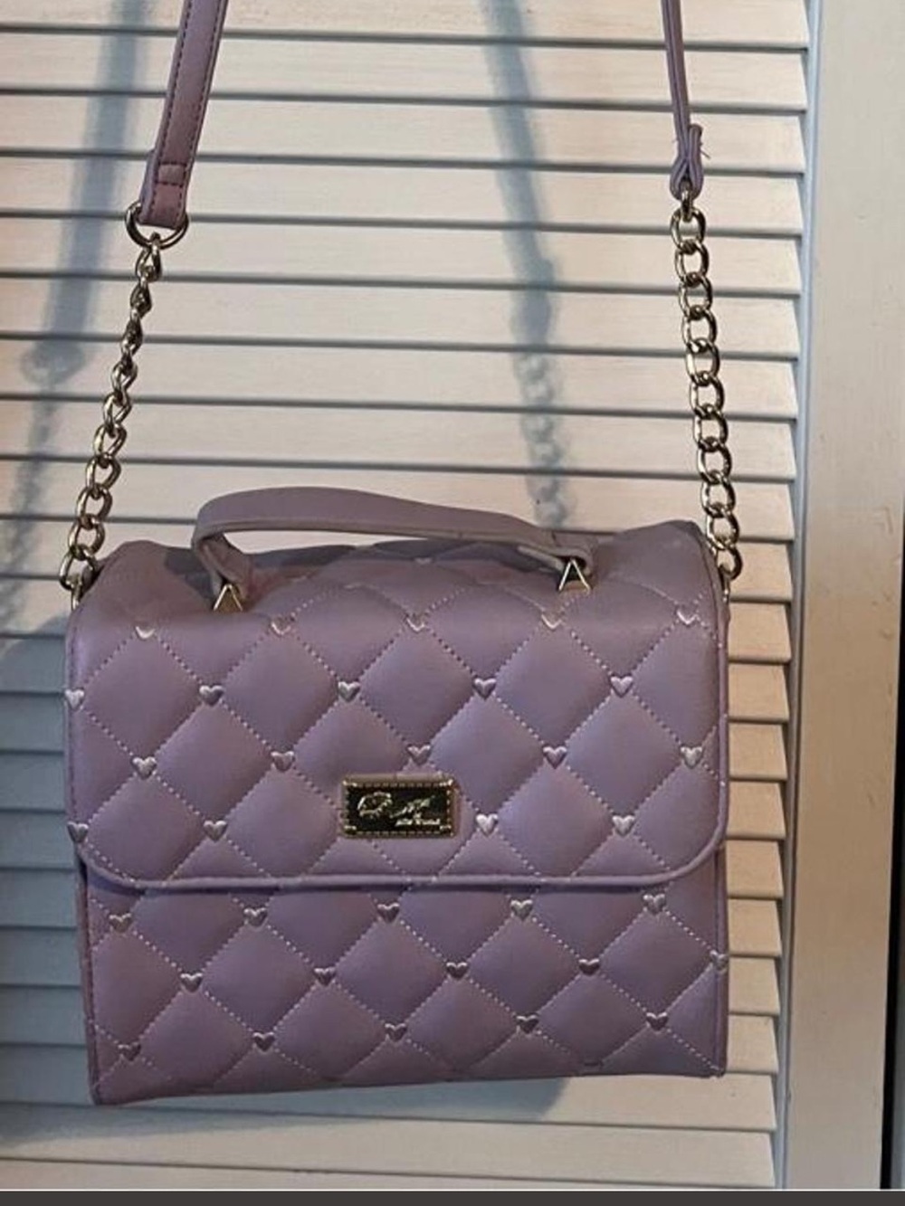 Betsey Johnson Lavender Quilted Crossbody Bag with Chain Strap